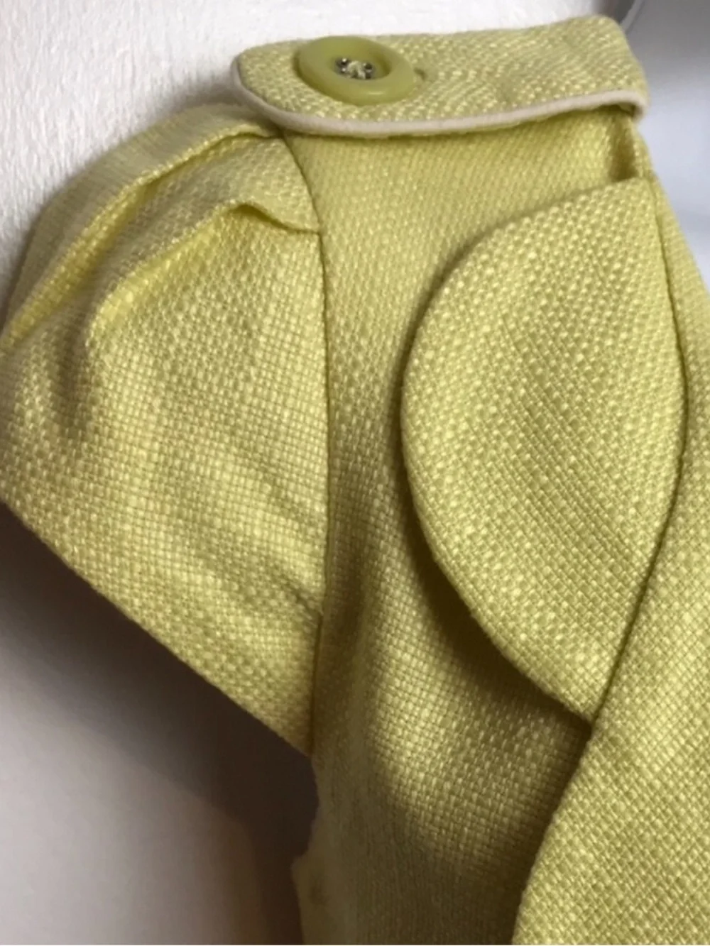 ELEVENSES Anthropologie Jacket Blazer Basketweave Yellow Button Cropped Peplum